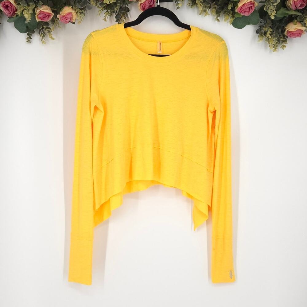 Free People Movement Yellow Tempo Long Sleeve Tee Size Large NWOT